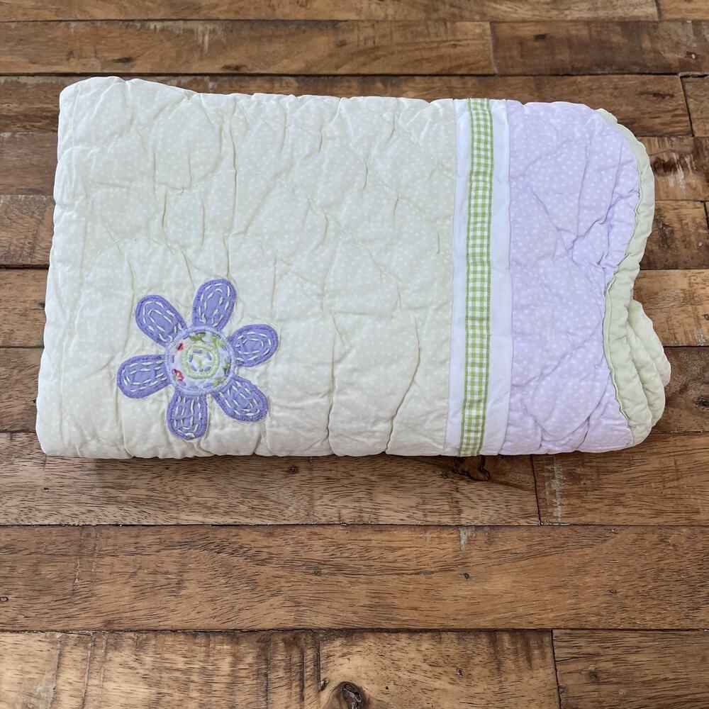 Pottery Barn Kids Quilted Pillow Sham Standard Floral Patchwork Tie Back - Picture 11 of 12